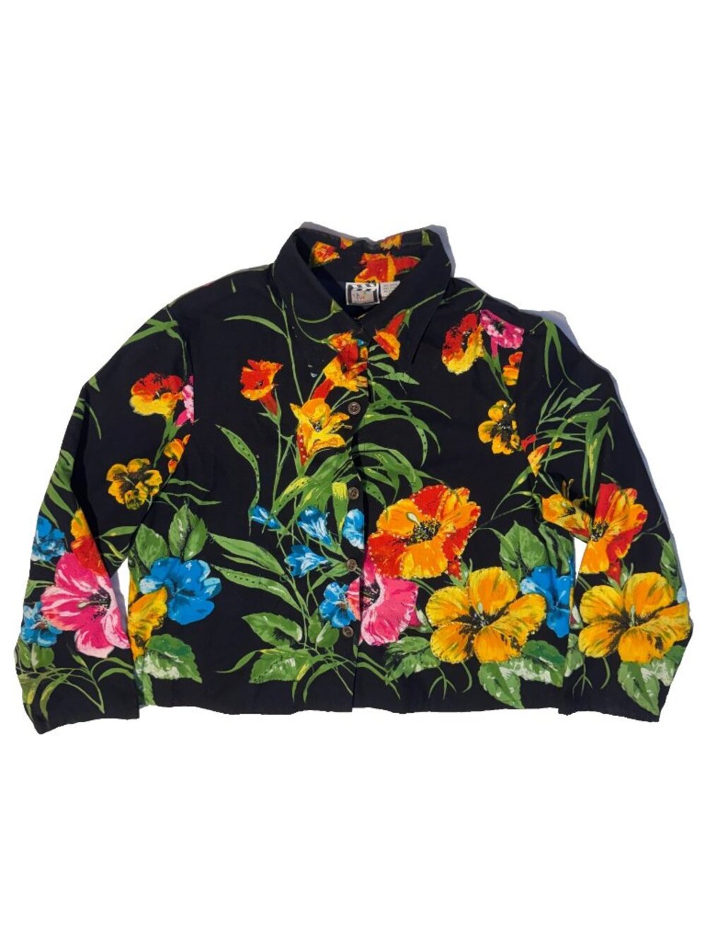 Take Two Black Boho Beaded Floral Maximalist Indie Resort Jacket Size XL